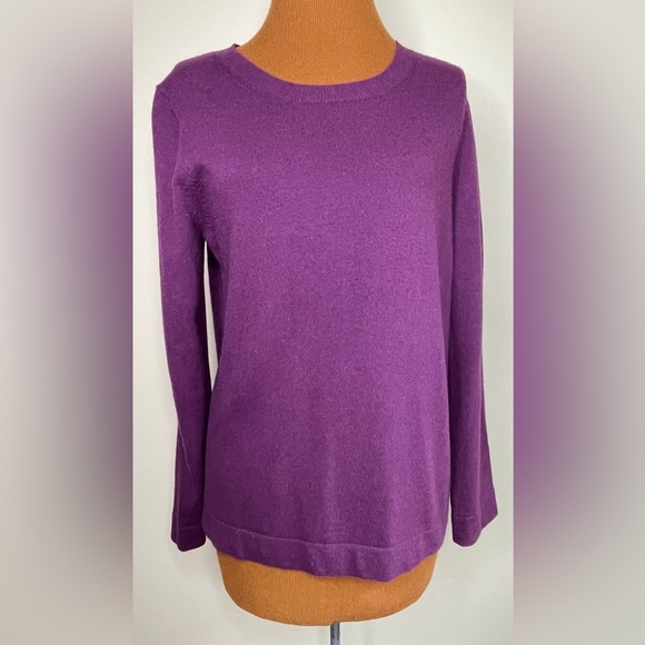 J Crew Purple Crew Neck Sweater Long Sleeve Cotton Wool Blend Size Medium - Picture 2 of 8